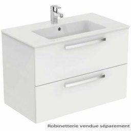 Meuble sous-plan et plan vasque Ulysse suspendu 2 tiroirs - 80 cm blanc Porcher