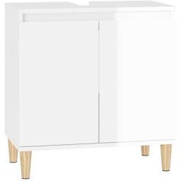Meuble d'évier blanc brillant 58x33x60 cm bois d'ingénierie Vidaxl High gloss white