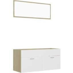Vidaxl - Ensemble de meubles de bain 2 pcs Blanc/chêne sonoma Aggloméré Blanc et chêne sonoma