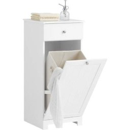 Meuble Bas de Salle de Bain Armoire Toilette avec 1 tiroir et 1 Panier à Linge Meuble de Rangement