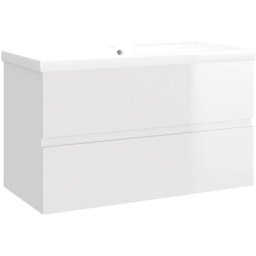 Armoire d'évier avec lavabo intégré Blanc brillant Aggloméré vidaXL - High gloss white