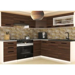 Lidianto - Cuisine complète L360 cm - Cuisine d'angle 9 pcs - Plan de travail inclus Châtaigne