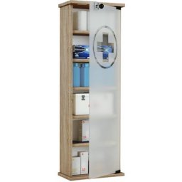 Gusal Armoire de toilette/à pharmacie avec porte en verre, imitation chêne Sonoma. - Naturelle
