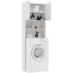 Meuble pour machine à laver Meuble de rangement Blanc 64x25,5x190cm Bois d'ingénierie