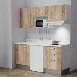 Kitchenette K20L - 180 cm - emplacements frigo, micro-ondes et hotteBoisSnovaévier à gauche