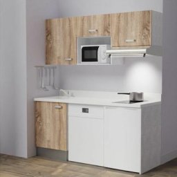 Kitchenette K55L - 180 cm - emplacements hotte, micro-ondes, frigo et lave-vaisselleBoisSnovaévier