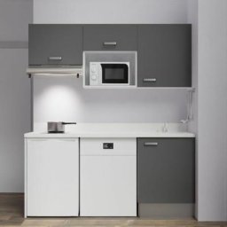 Kitchenette K55L - 180 cm - emplacements hotte, micro-ondes, frigo et lave-vaisselleGrisSnovaévier