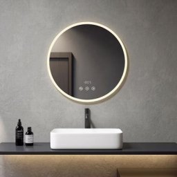 Meykoers - Miroir de Salle de Bain 70 cm rond led Miroir salle de bain avec Interrupteur Tactile +