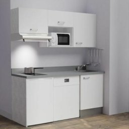 Cuisibane - Kitchenette K55L - 180 cm - emplacements hotte, micro-ondes, frigo et