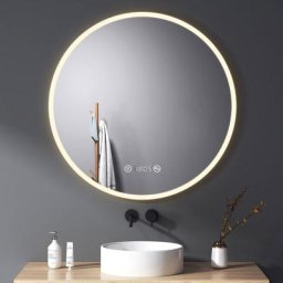 Meykoers Miroir de Salle de Bain rond 80 cm LED Miroir Lumineux salle de bain avec Interrupteur