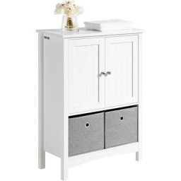 BZR64-W Meuble de Salle de Bains, Armoire de Salle de Bain, Meuble Bas, Placard de Rangement,