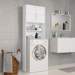 Yoyo - Meuble de machine à laver Blanc 64x25,5x190cm Bois d'ingénierie