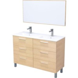 Meuble à poser pallas - 120cm - Chêne clair - Mélaminé - Livré en kit - Chêne clair