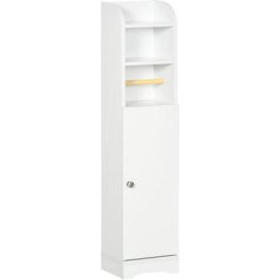 Kleankin - Meuble wc armoire toilette - porte, 2 étagères, niche, support papier - dim. 23L x 18l x