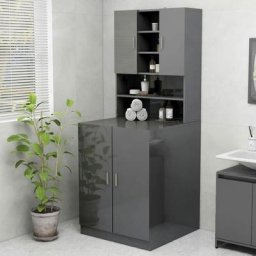 True Deal - Meuble pour machine à laver Gris brillant 70,5x25,5x90 cm