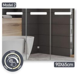 Aquamarin® Armoire de Toilette avec Miroir et Éclairage - 90x65x13cm, LED Blanc Froid/Chaud/Neutre,