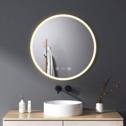 Meykoers - Miroir de Salle de Bain rond 60 cm led Miroir Lumineux salle de bain avec Interrupteur