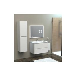 Meuble simple vasque 80cm Toola Blanc Brillant miroir Lite