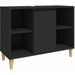 Meuble d'évier noir 80x33x60 cm bois d'ingénierie Vidaxl Black