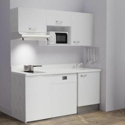 Cuisibane - Kitchenette K55L - 180 cm - emplacements hotte, micro-ondes, frigo et