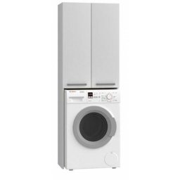 Como - Meuble pour machine à laver style moderne - 183x64x30 - 2 portes+4 étagères Blanc - Blanc