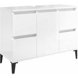 Vidaxl - Meuble d'évier blanc brillant 80x33x60 cm bois d'ingénierie High gloss white