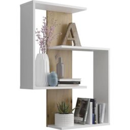 FMD - tagère murale inversée Blanc Chêne artisanal white artisan oak