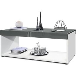 Vladon Table basse Pure, table de salon en caisson, blanc mat - haute brillance - Plateau et