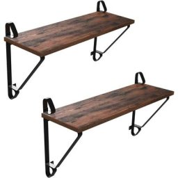 Vasagle Lot de 2 Étagères murales, Tablettes Flottantes, Présentoir Décoratif avec Support