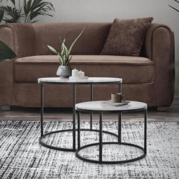 Ensemble de tables d'appoint 2 pcs blanc H&s Collection Blanc