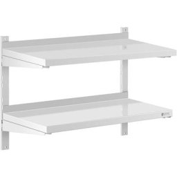 Royal Catering - tagère Murale Flottante Métal Inox Cuisine 2 Tablettes 80x40x3,5cm Max. 40kg
