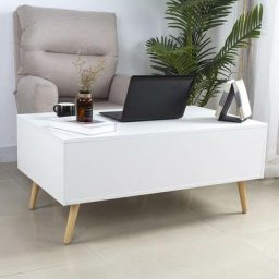 Bakaji - Table d'appoint Living Room avec Table de Rangement Moderne Openable Blanc