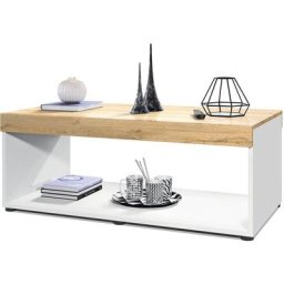 Table basse Pure, table de salon en caisson, blanc mat - haute brillance - Plateau et bordures en