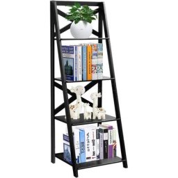 COSTWAY Etagere Echelle en Bois avec 4 Tablettes pour Plantes, 51x46x143CM, Bibliothèque Style