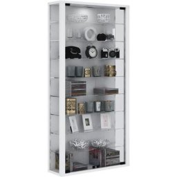 Vitrosa Maxi Vitrine murale avec 2 portes vitrées, 8 tablettes en verre, blanc. - Blanc