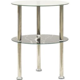 Vidaxl - Table d'appoint 2 niveaux Transparent et noir 38cm Verre trempé transparent et marble noir