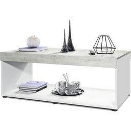 Table basse Pure, table de salon en caisson, blanc mat - haute brillance - Plateau et bordures en
