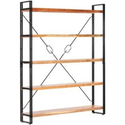 Bibliothèque à 5 niveaux 140x30x180 cm Bois d'acacia solide Vidaxl Marron
