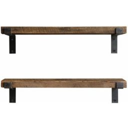 Toilinux - 2 Etagères murales design industriel Lamo - 60 x 14 x 4 - Marron