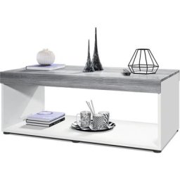 Table basse Pure, table de salon en caisson, blanc mat - haute brillance - Plateau et bordures en