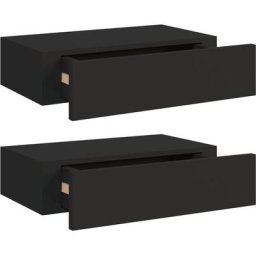 Tagères à tiroirs murales 2 pcs Noir 40x23,5x10 cm mdf Vidaxl Noir
