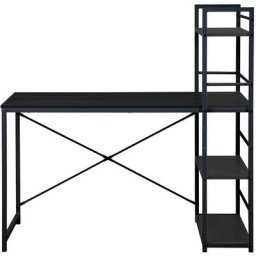 Rebecca Mobili Table de bureau pour pc avec bibliothèque Bois noir Métal Bureau Moderne