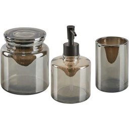 Beliani - Accessoires de Salle de Bain en Verre Gris 3 Pièces Glamour et Fonctionnel Managua - Gris