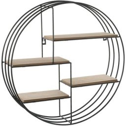 Tagère Murale au Style Industriel de Forme Ronde composé d'une Structure en Métal et 4 Supports en
