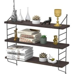 Unho - Etagère Murale de Rangement Industriel en Bois et Métal 58x15x54.5cm - Étagère Flottante