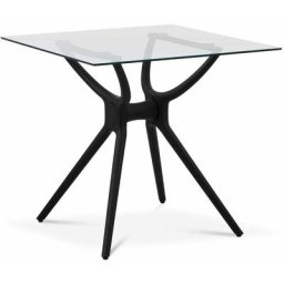 Table de Salle à Manger Cuisine Maison Repas Plateau Carré Verre 80x80x74 cm - Blanc