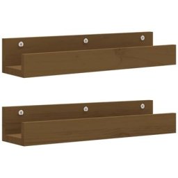 Tagères murales 2 pcs Marron miel 50x12x9cm Bois de pin massif Vidaxl marron miel