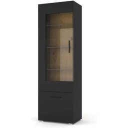 Buffet de salon anette 60x44x190cm chêne noir mat