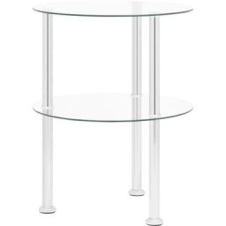 Vidaxl - Table d'appoint 2 niveaux Transparent 38 cm Verre trempé Transparent