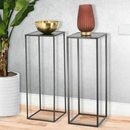 Spetebo - Set de 2 tables d'appoint en métal - 25x25x70 cm - Tabouret à fleurs